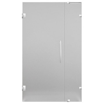 Nautis 37"x72" Completely Frameless Hinged Shower Door, Frosted, Stainless Steel