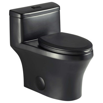 Fine Fixtures Dual-Flush Elongated One-Piece Toilet, Black Matte