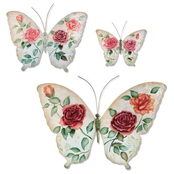Butterflies White and Pink Set of Three (m615333)