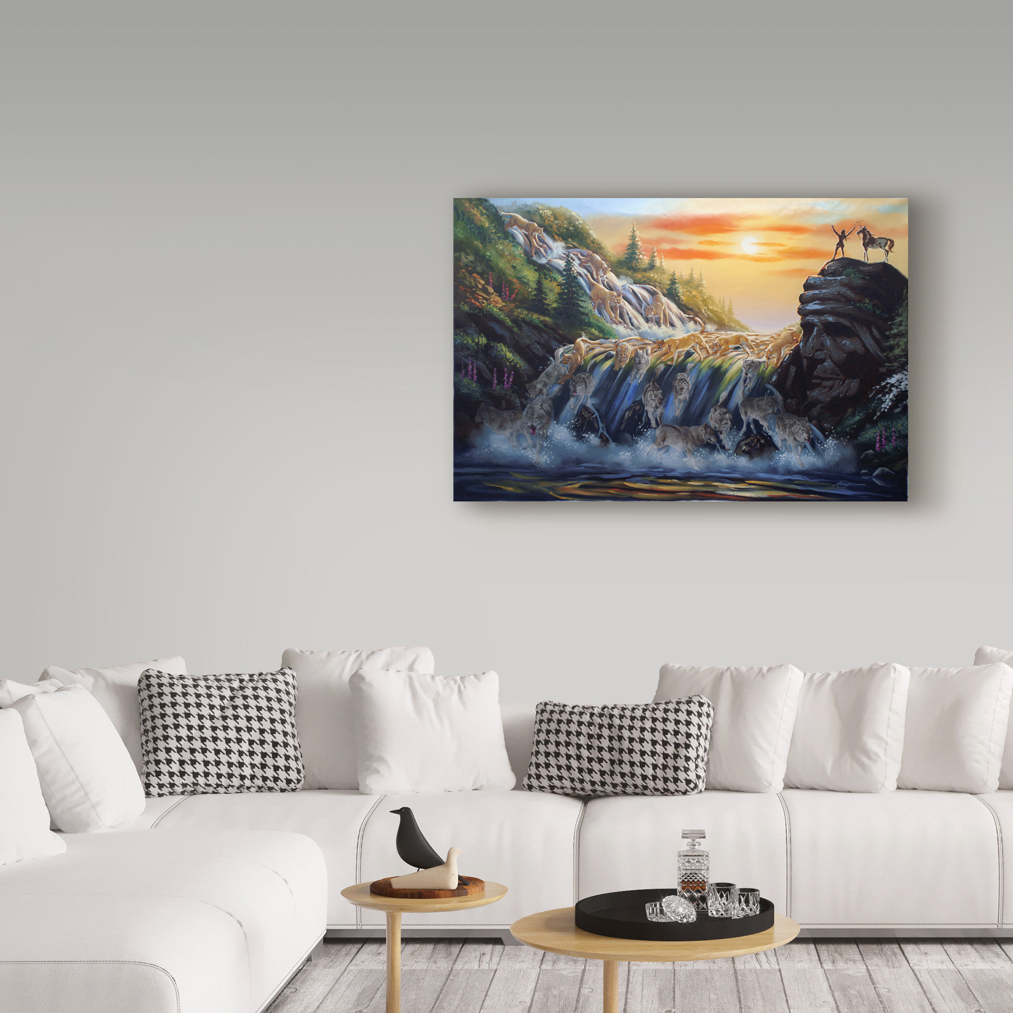 "The Waterfall" by D. Rusty Rust, Canvas Art, 30"x47" - Rustic - Fine ...