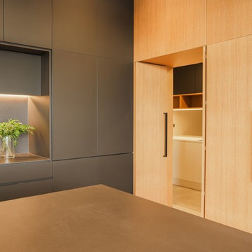 Contemporary Matt Black with Timber Veneer