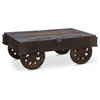 Sterling 48-Inch Reclaimed Iron Wheeled Coffee Table