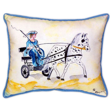 Pair of Betsy Drake Carriage and Horse Large Indoor/Outdoor Pillows 16x20