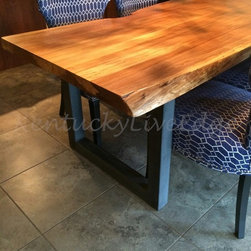 Reclaimed Elm Live Edge Slab Dining Table - Dining Tables