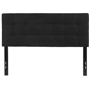 Bedford Tufted Upholstered Full Size Headboard, Black Fabric