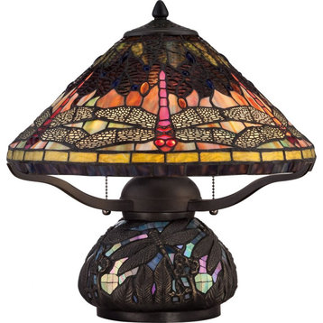 Tiffany Dragonfly 16.5 Inch 2 Light Table Lamp - Dragonfly Table Light Tiffany