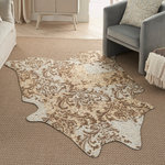 Mina Victory - Mina Victory Couture Rug Damask Hair On Hide 60"X84" White/Silver Decorative Rug - Mina Victory Couture Rug Damask Hair On Hide 60" x 84" White/Silver Indoor Decorative Rug