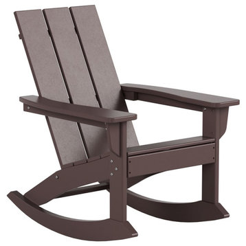 Parkdale Outdoor HDPE Plastic Adirondack Rocking Chair in Dark Brown