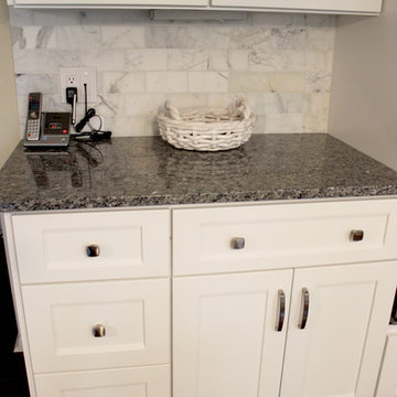 White Kitchen Refaced Cabinets with Gray Granite Countertops ~ Medina, OH