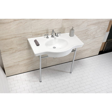 Fauceture VPB28140W8CP 37" Ceramic Console Sink, Legs