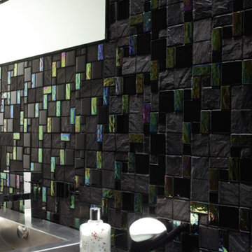 Slate Glass Tile French Pattern Black