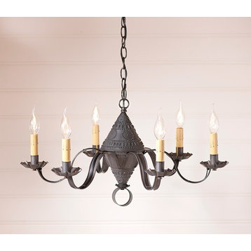Concord Chandelier, 6-Arm Punched Tin Candelabra, 27"