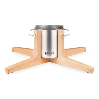 Tree Nest Large Rustic Tree Stand for Real Trees, Silver - Modern ...