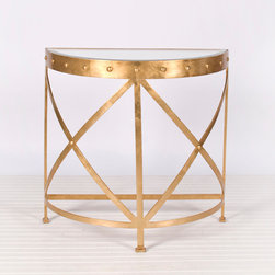 Worlds Away Grove Gold Leaf Studded Console - Everyday Glasses