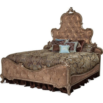 Aico Michael Amini Platine De Royale Light Espresso Upholstered Bed, California King