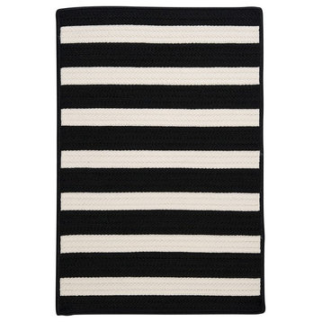 Stripe It TR89 Black White Indoor/Outdoor Area Rug, Rectangular 2'x8'