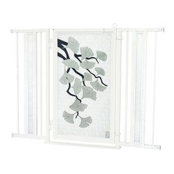 Fusion Gates - Fusion Gate with Ginkgo in Platinum Design, White Pearl, 36"-52" - Dog Gates