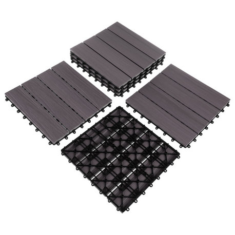 Set of 30 Wood/Plastic Composite Interlocking Deck Tiles