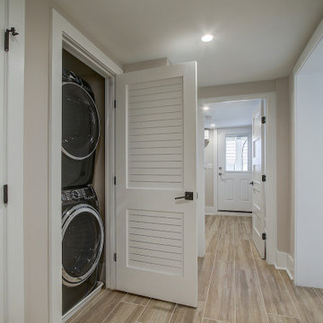 Basement remodeled with bedroom space and extra closet space in Vienna