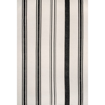 Lauren Liess Yarrow Striped Cotton Area Rug, Ivory, 3' X 5'