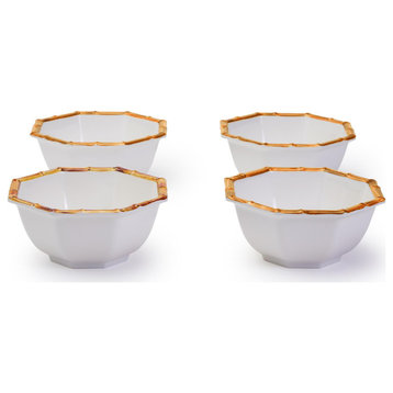 Two's Company Bamboo Touch Set of 4 Octagonal Multipurpose Individual Bowls