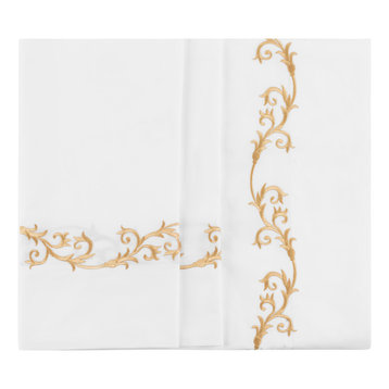 Tuscany Sheet Set, White With Gold Embroidery, King