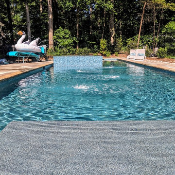 Gorgeous Glass Tile 360 Spillover Spa and lap pool