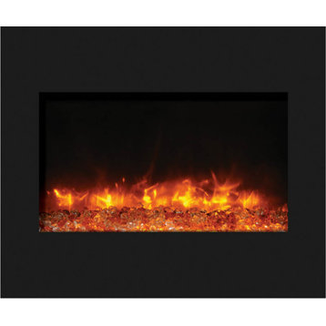 30" Zero Clearance Fireplace with 32" x 26" Black Glass Surround
