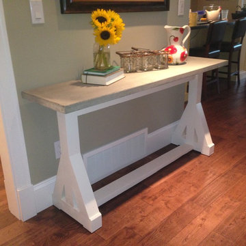 Trestle Console/Sofa/Entry Table with Concrete Top