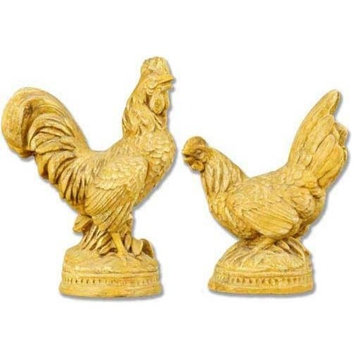French Rooster Pair Garden Animal Statue