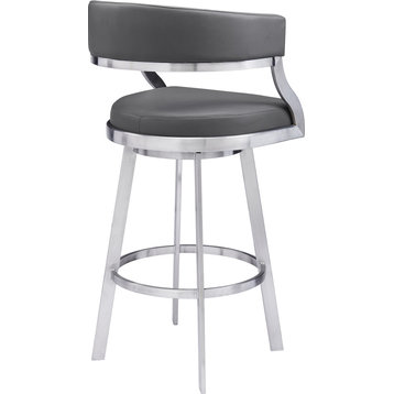 Saturn Counter Height Barstool - Brushed Stainless Steel Gray