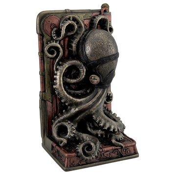 Steampunk Octopus Bronze Finished Single Bookend