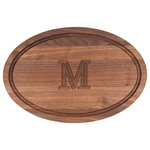 BigWood Boards - BigWood Boards Oval Monogram Maple Cutting Board, M - From cutting to serving, this versatile cutting board is great for food preparation and makes a beautiful addition to your kitchen. Proudly made in the USA from wood that is responsibly sourced. Crafted of Walnut, a wood that naturally resists bacteria growth and will withstand every day use for many years. Non-slip rubber feet keep the board in place and the perimeter groove catches juices which keeps the mess on the board and off the counter. Easy to care for using soap and warm water to clean and regular oiling to maintain.