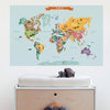 Countries of The World Map, Peel and Stick Vinyl Poster Sticker, Small