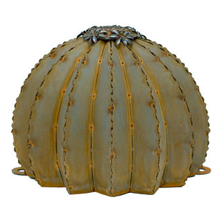 Desert Steel Golden Barrel Cactus with Torch - Southwestern - Outdoor