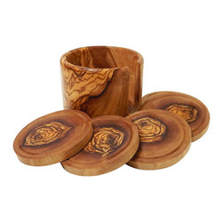 Le Souk Olivique - Olivique Coasters With Holder, 4", Set of 6 - Coasters
