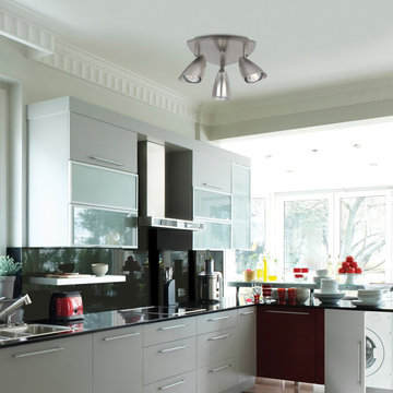 Grayson 3-Light Track Lighting Canopy, Brushed Steel