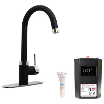 HotMaster 3, 1 Instant Hot Kitchen Faucet With Tank, Black/Chrome