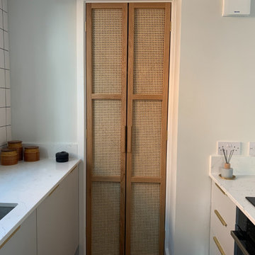 Light Grey with Rattan feature doors