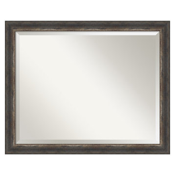 Bark Rustic Char Narrow Bathroom Vanity Wall Mirror, 32x26