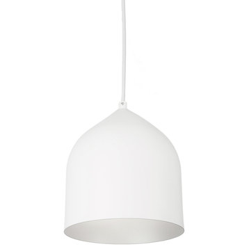 Helena Single Lamp Pendant, White/Silver, 7.875"Dx9.25"H