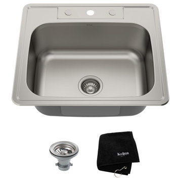25" Drop-In Topmount Stainless Steel 1-Bowl 18 Gauge Kitchen Sink