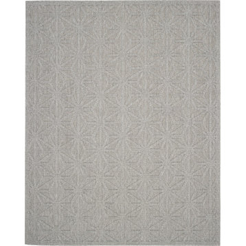 Nourison Palamos Modern Geometric Light Grey 6' x 9' Indoor Outdoor Area Rug