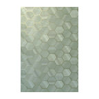 Hexagon green gold Geometric faux sisal grasscloth Wallpaper, 27 Inc X 33 Ft Rol
