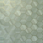 Zambaiti Parati - Hexagon green gold Geometric faux sisal grasscloth Wallpaper, 27 Inc X 33 Ft Rol - PLEASE NOTE:
