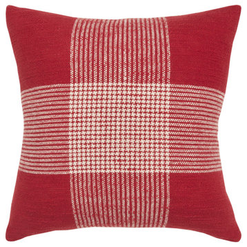 Plaid Pillow - Red, White