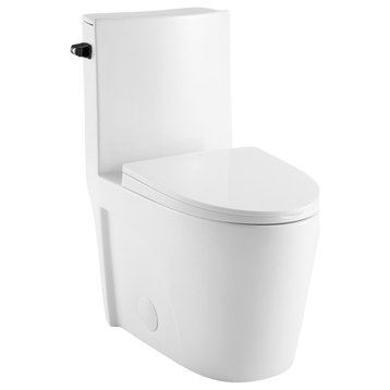 St. Tropez One Piece Elongated Toilet Side Flush, Black Hardware