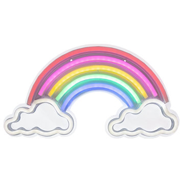15.75" LED Neon Style Rainbow and Clouds Wall Sign