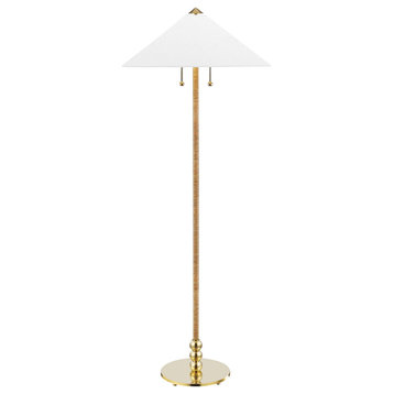 Hudson Valley Lighting L1399 Flare 2 Light 62" Tall Floor Lamp - Aged Brass