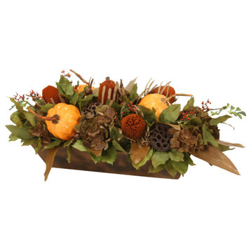Harvest Centerpiece With Banksi and Hydrangeas